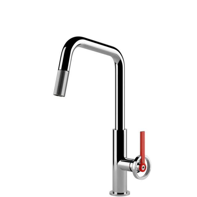 Gessi Officine V Square Goose Neck Pull Out Mixer