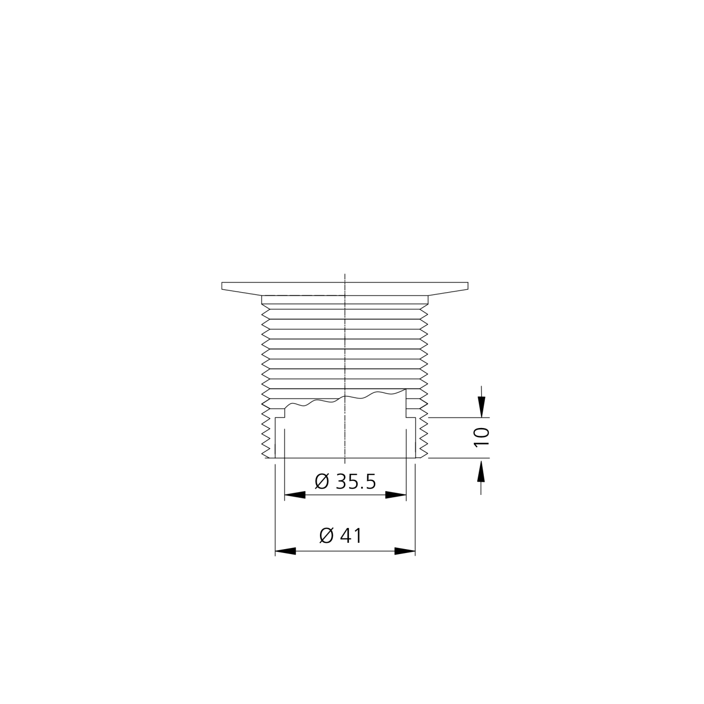 Outlet rebate for use with 'flexi-style' waste connectors.