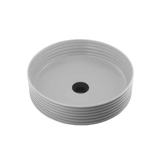 Terzofoco Grey Ribbed Short Circular Counter Top Basin