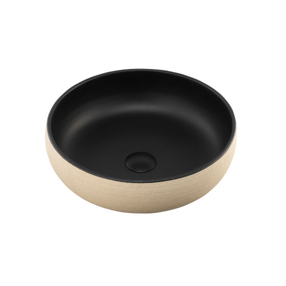 Terzofoco Light Earth and Matte Black Curved Counter Top Basin