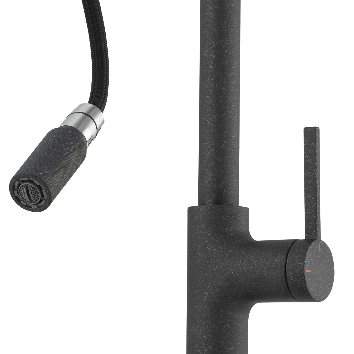 Black Granite finish with knurled pull out hose head